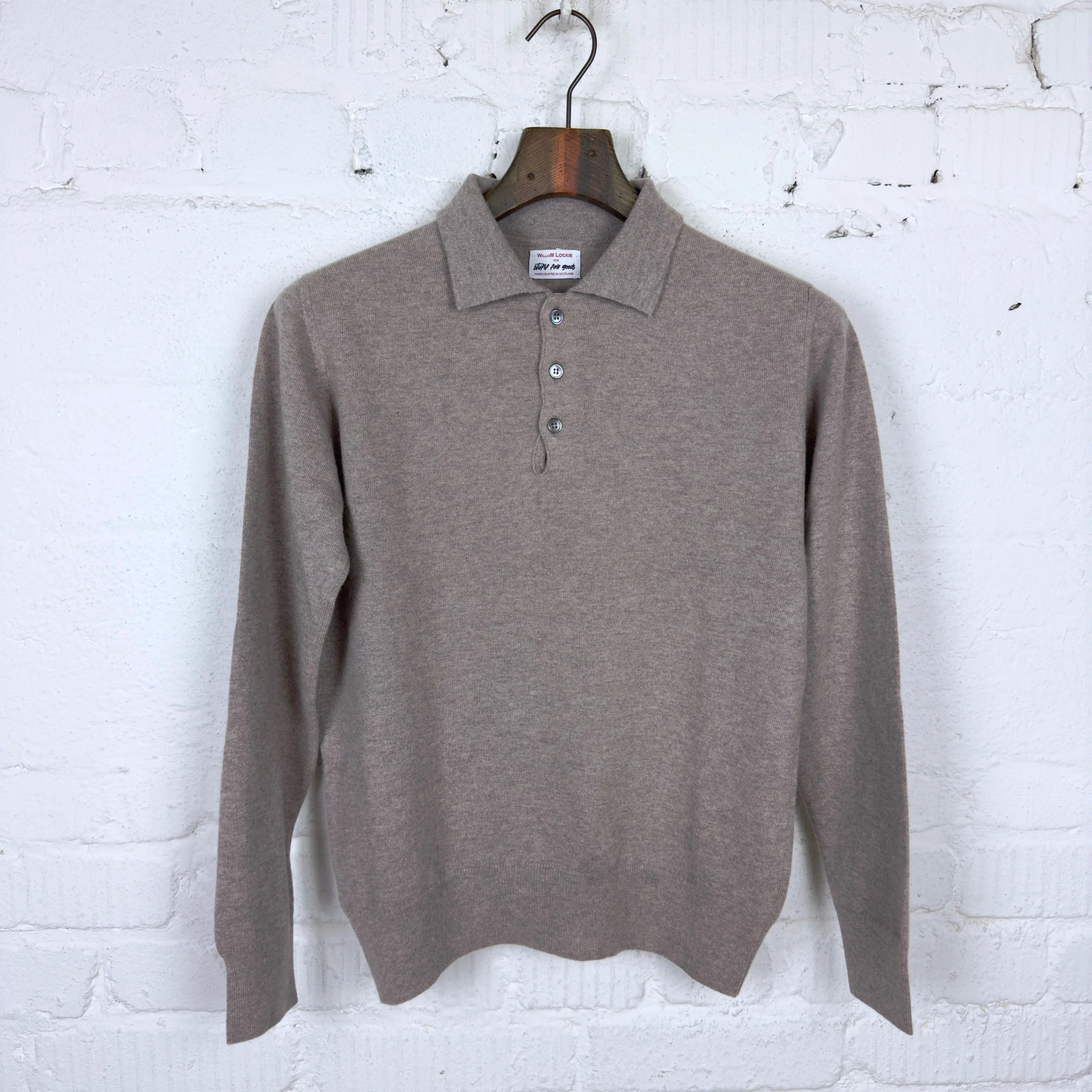 william lockie x stuf|f | super geelong knit polo - mushroom