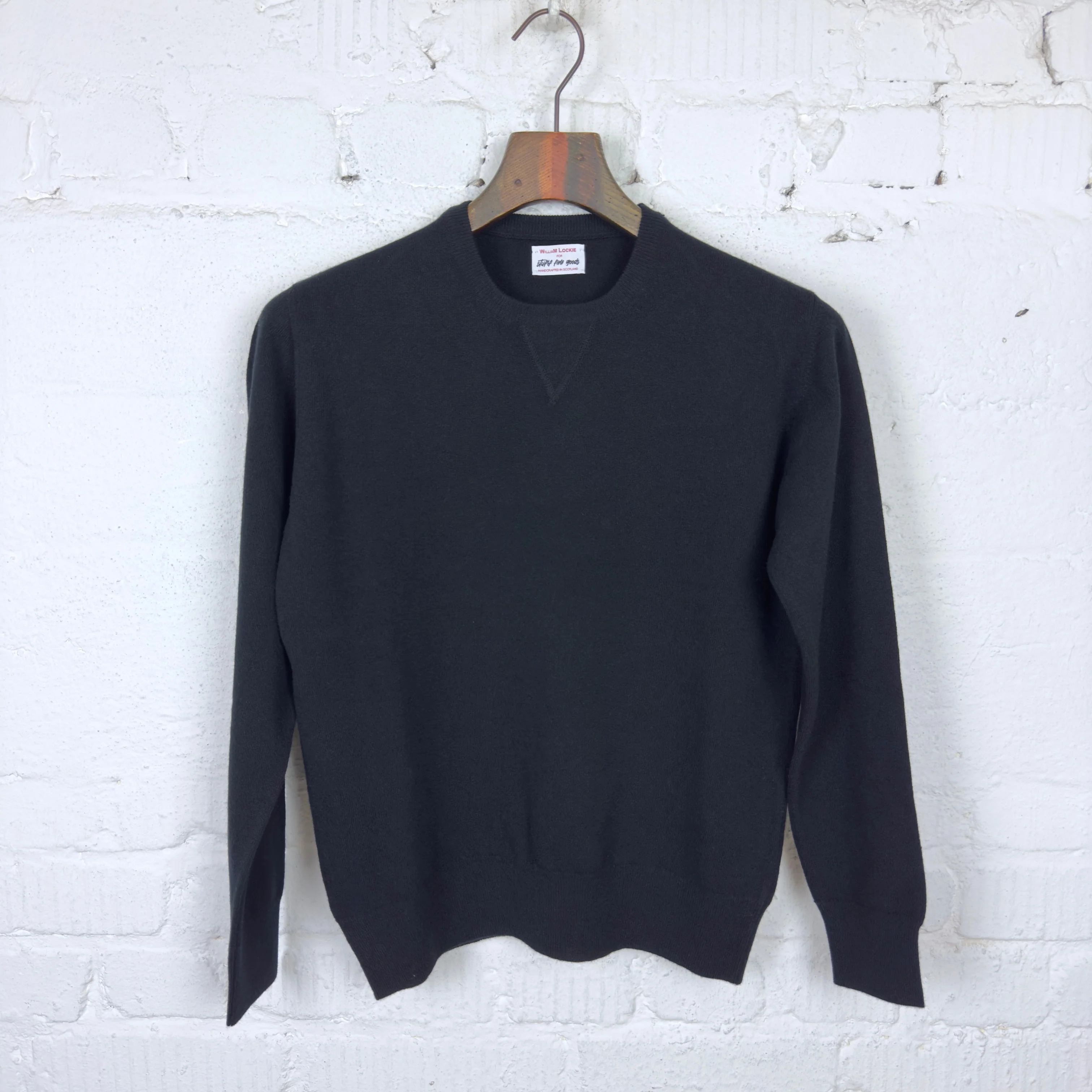 william lockie x stuf|f | vintage gordon v-inset crew neck sweater - black