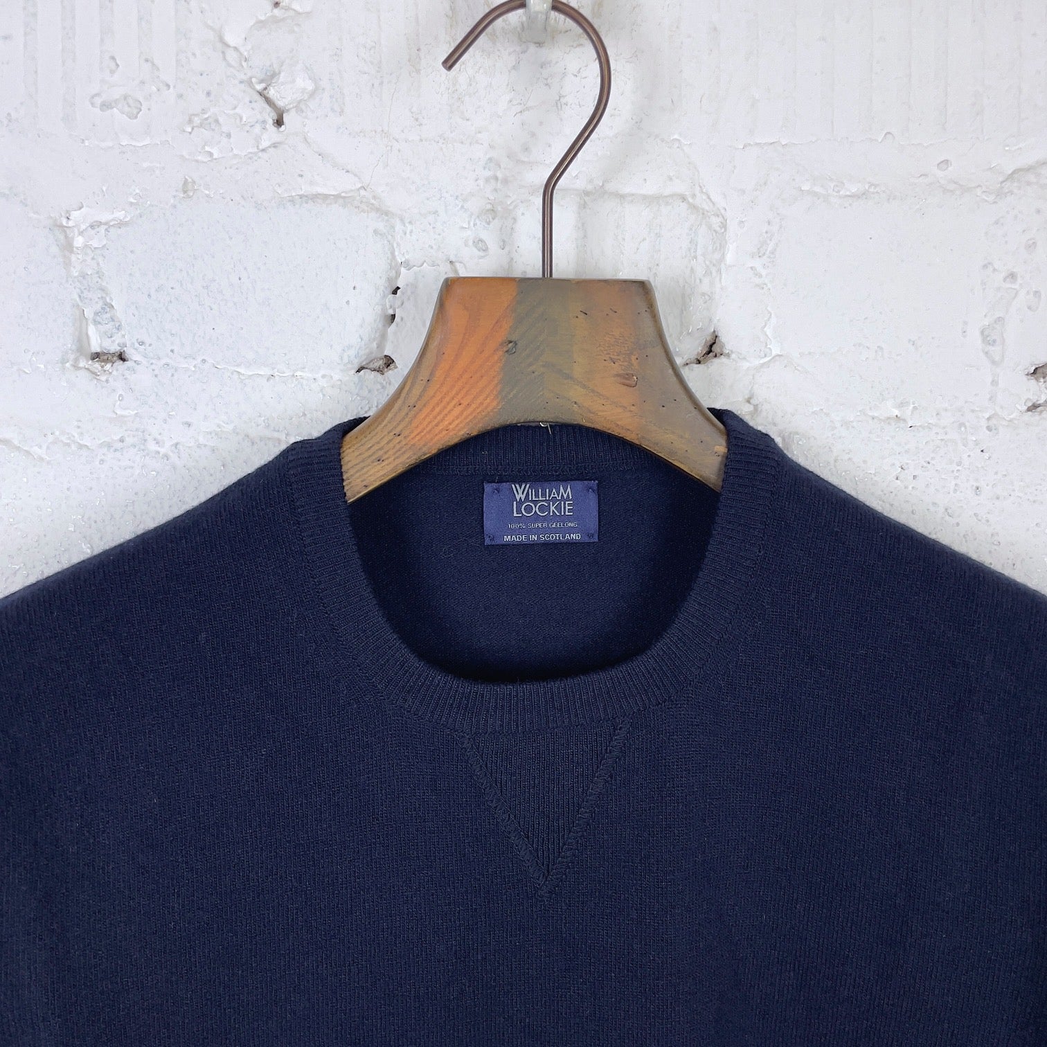 william lockie x stuf|f | vintage gordon v-inset crew neck sweater - dark navy - Image 3