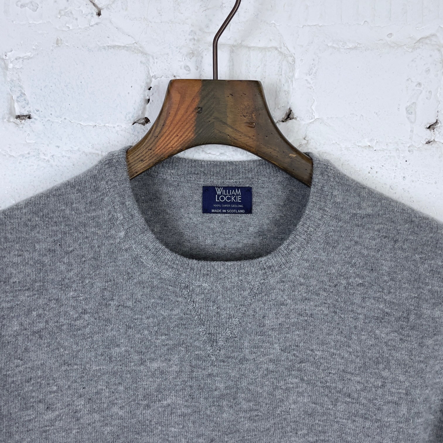 william lockie x stuf|f | vintage gordon v-inset crew neck sweater - grey flannel - Image 3