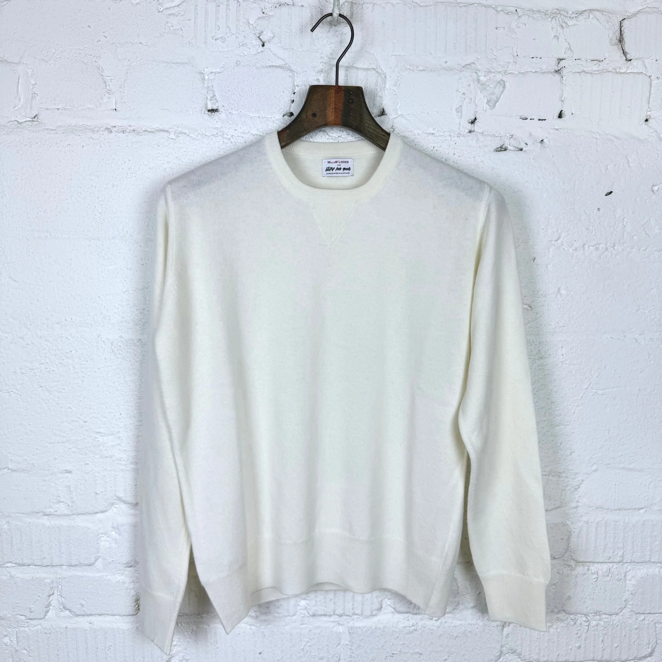 william lockie x stuf|f | vintage gordon v-inset crew neck sweater - ice white