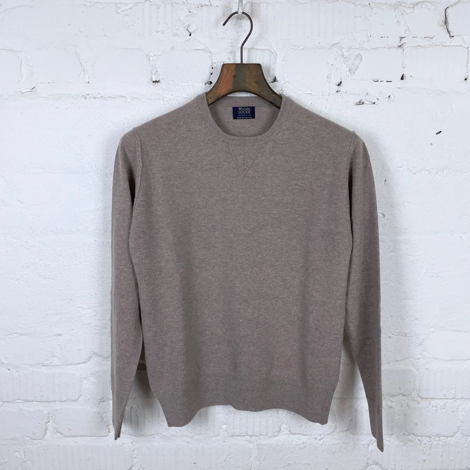 william lockie x stuf|f | vintage gordon v-inset crew neck sweater - mushroom