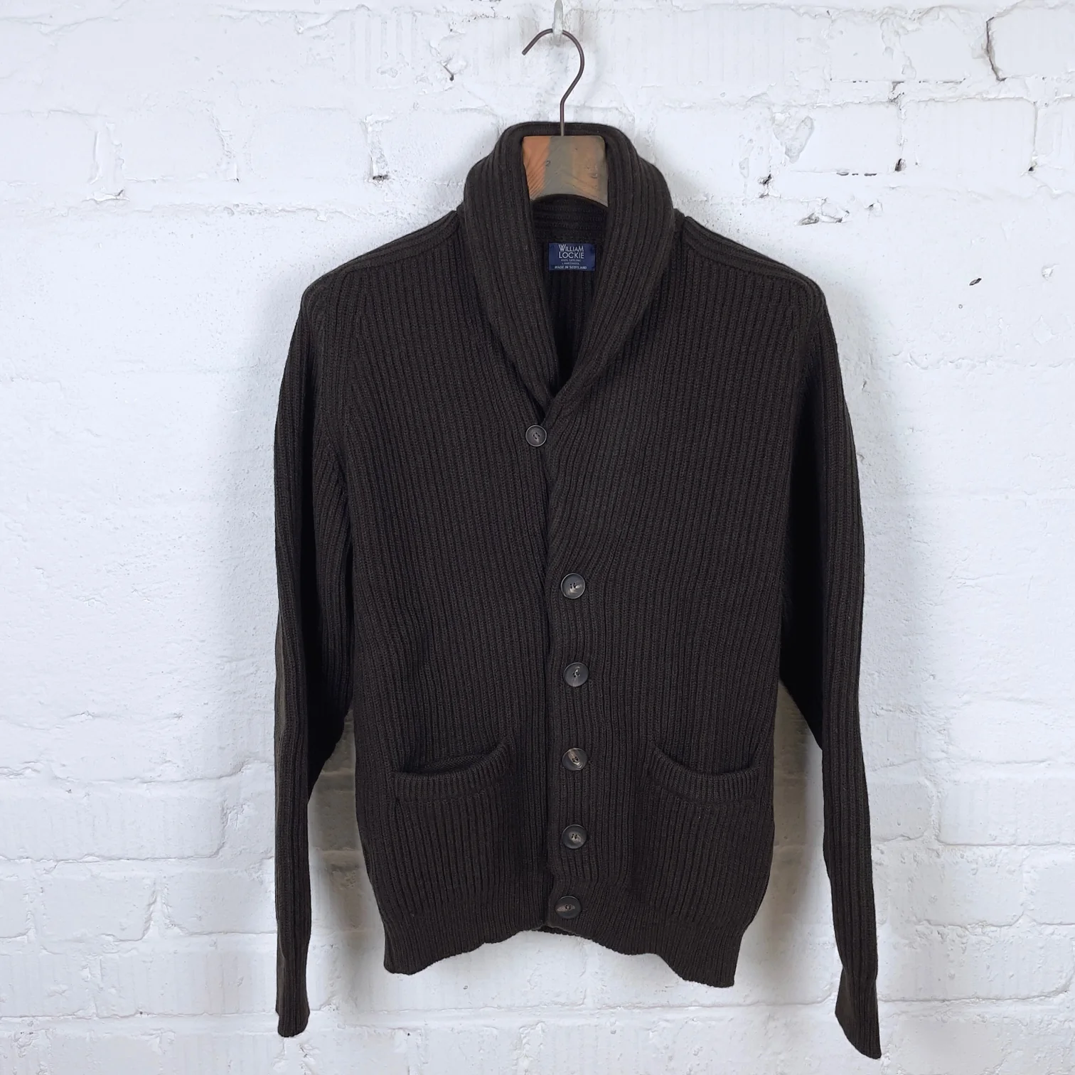 william lockie x stuf|f | windsor shawl collar knit cardigan - ebony