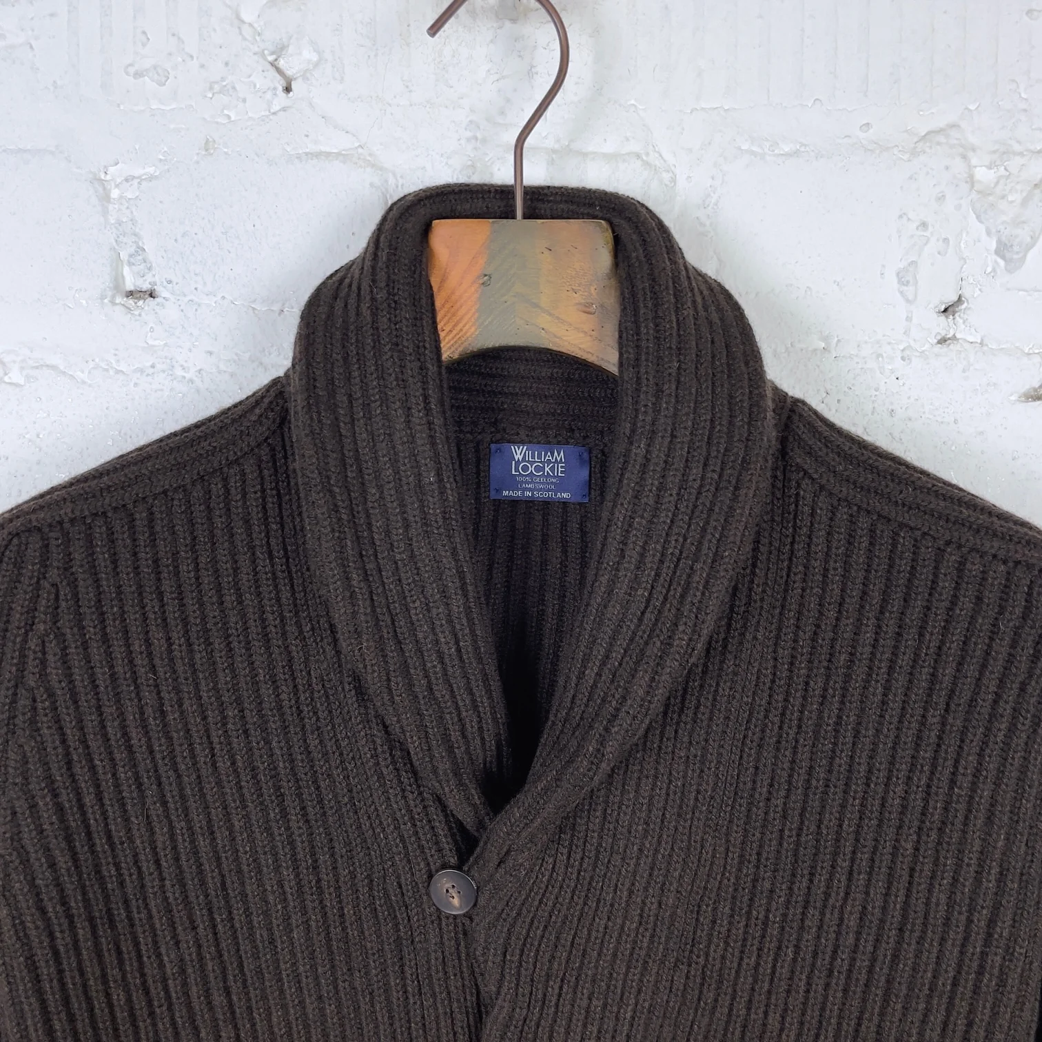 william lockie x stuf|f | windsor shawl collar knit cardigan - ebony - Image 2