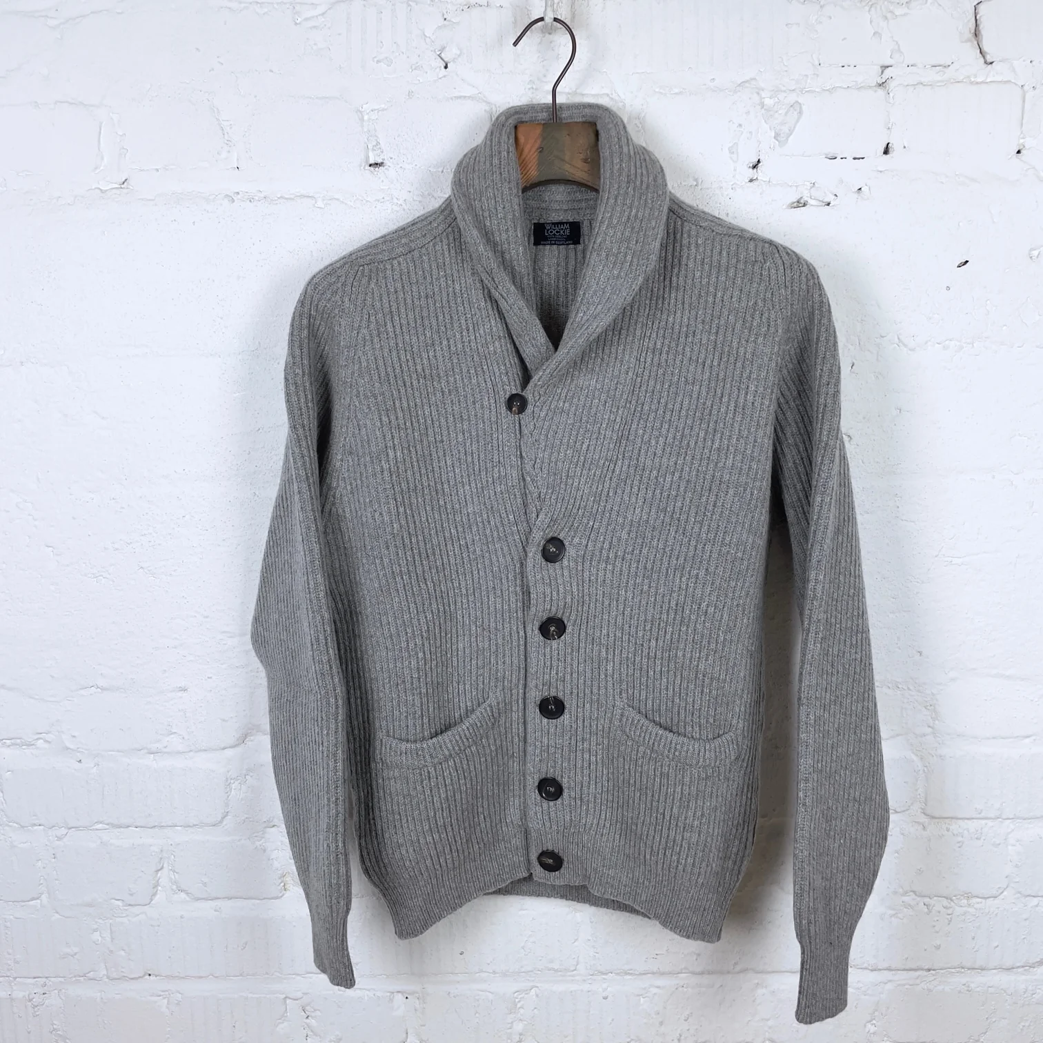 william lockie x stuf|f | windsor shawl collar knit cardigan - flannel