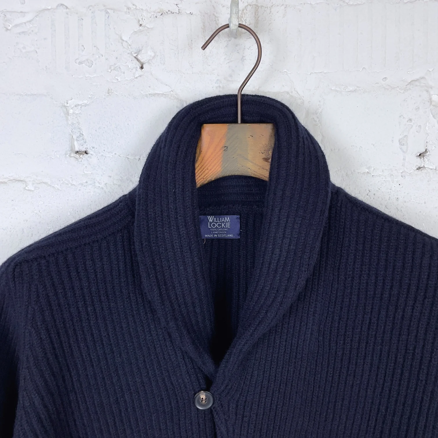 william lockie x stuf|f | windsor shawl collar knit cardigan - navy - Image 4
