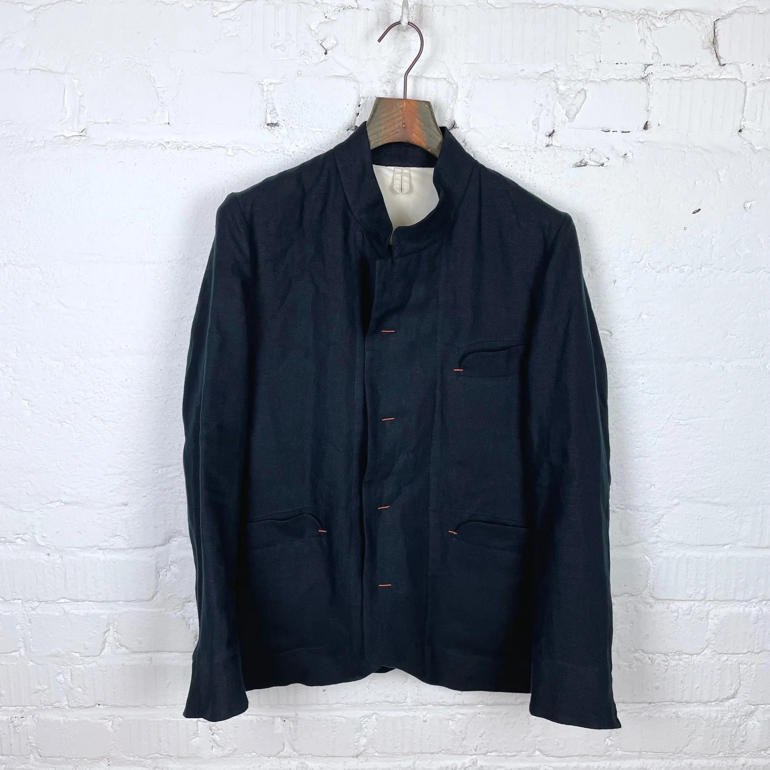 workhouse | chinvest jacket in navy linen