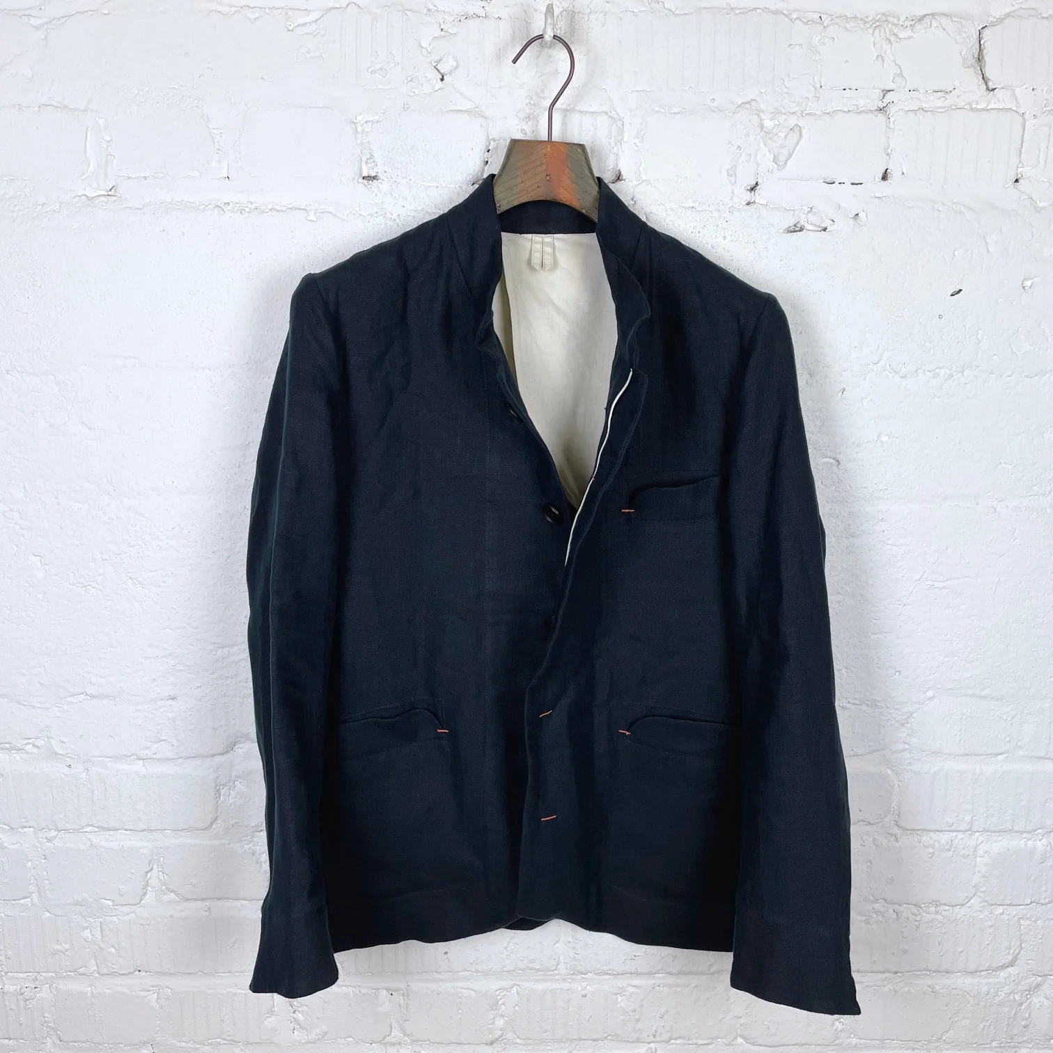workhouse | chinvest jacket in navy linen - Image 5