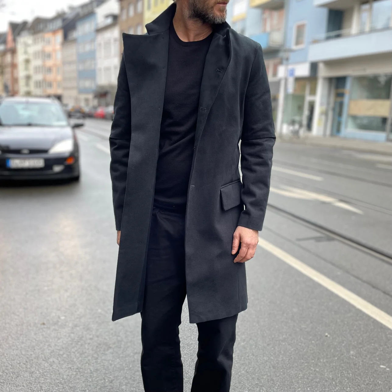 workhouse | east end coat in cotton drill - black - Image 2