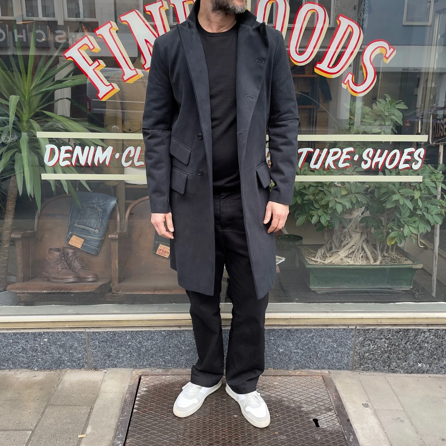workhouse | east end coat in cotton drill - black - Image 3