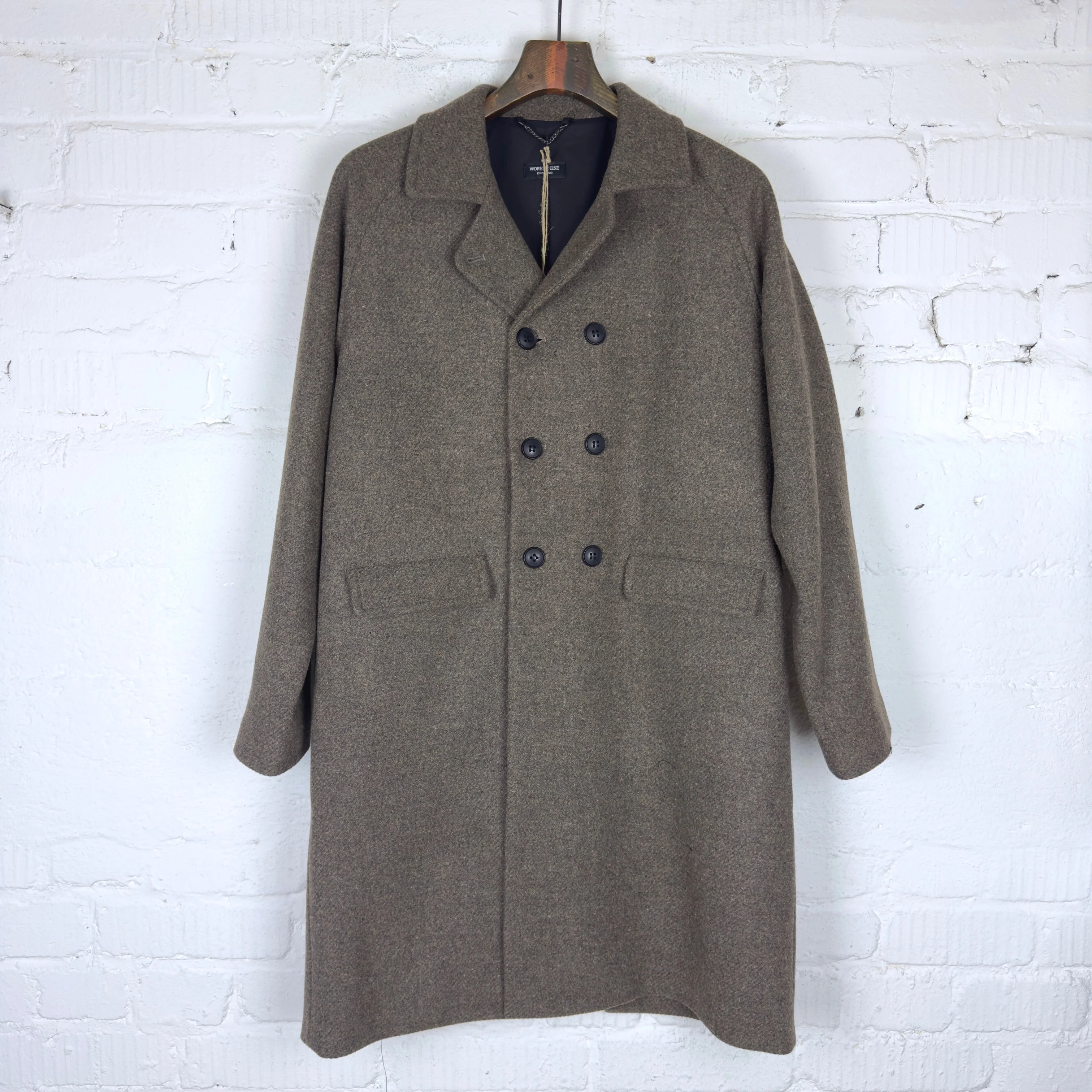 workhouse | raglan long wool coat mole