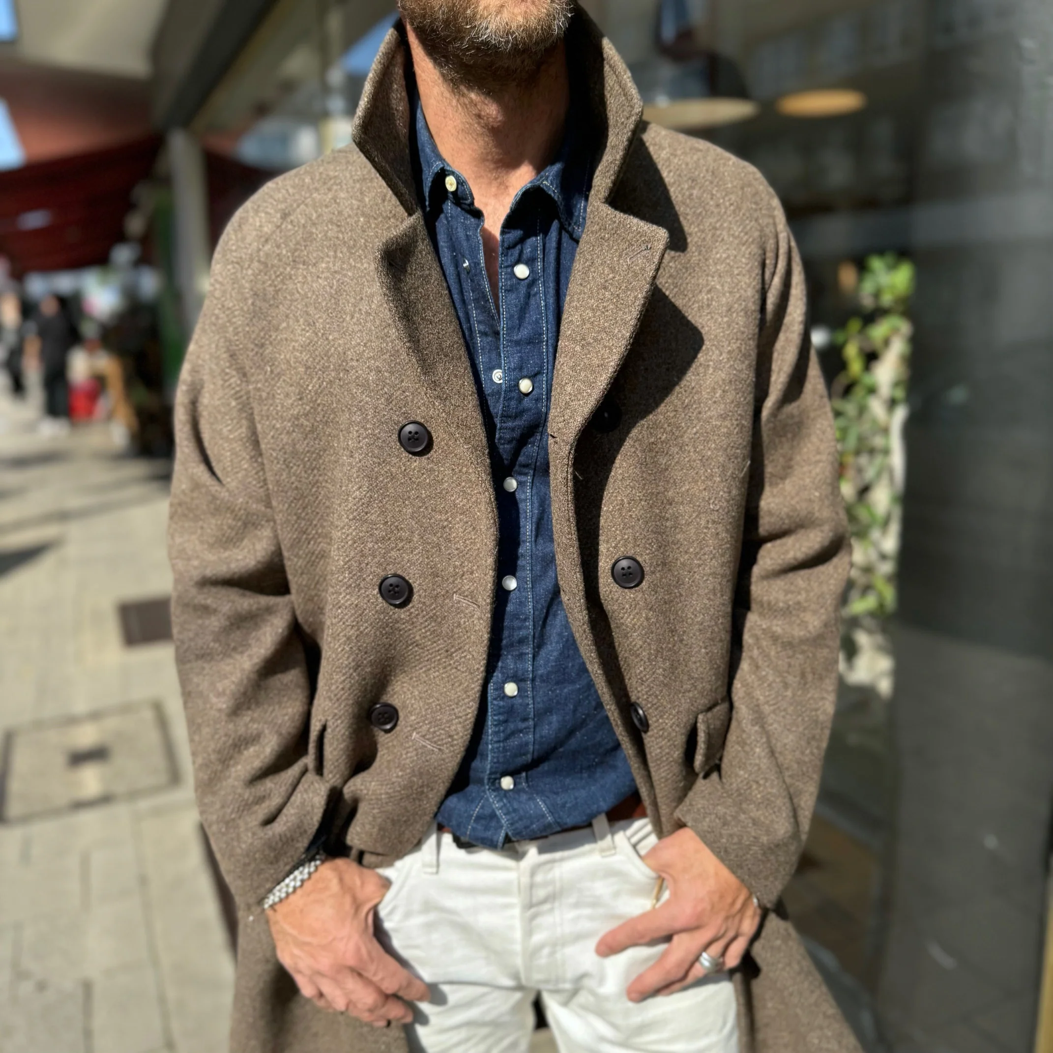workhouse | raglan long wool coat mole - Image 3