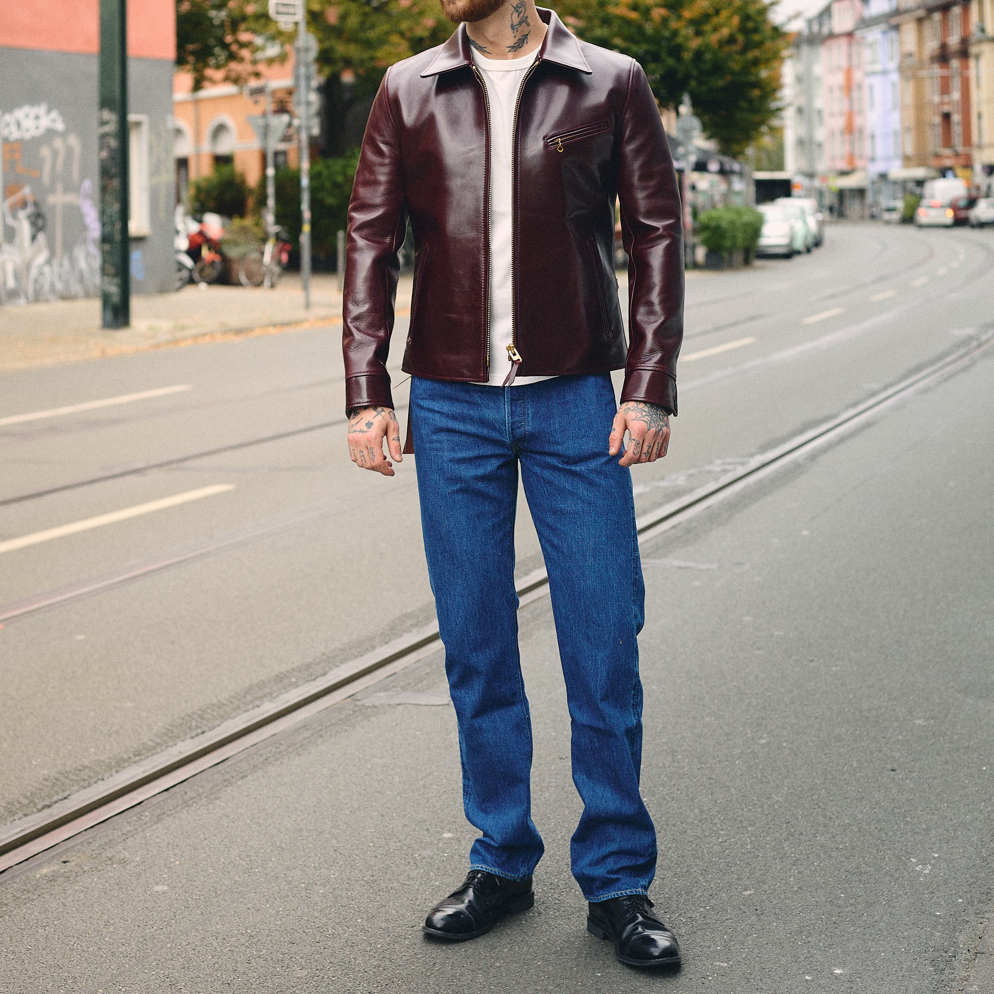 y'2 leather | aniline steer single riders (lsr-42)- cherry - Image 2