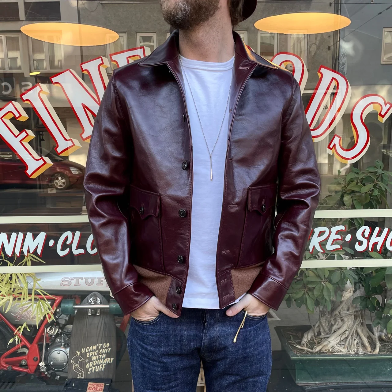 y'2 leather | civilian model a-1 jacket (lb-149) - cherry - Image 7