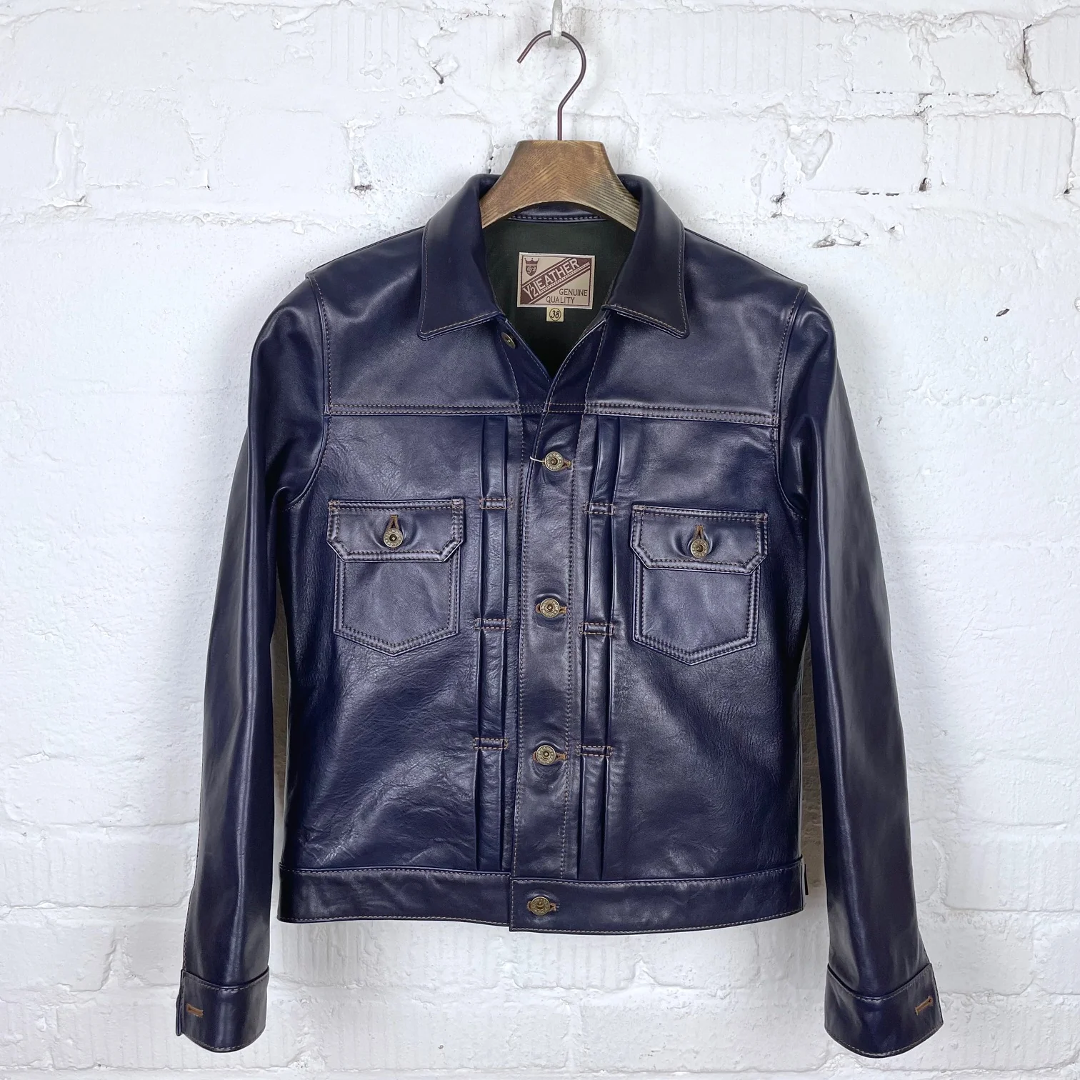 y'2 leather | indigo horse hide type II g jacket (ib-141)