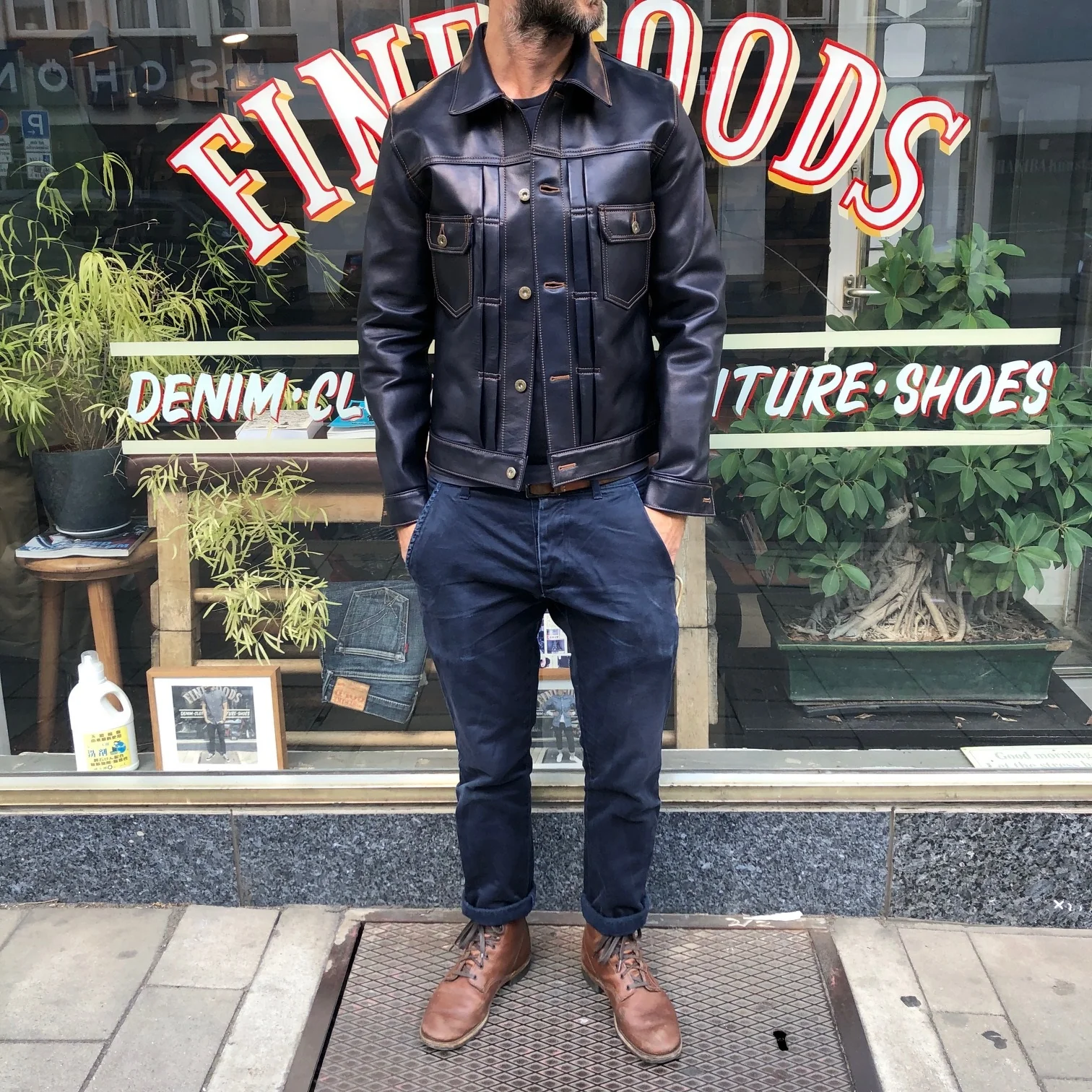 y'2 leather | indigo horse hide type II g jacket (ib-141) - Image 2