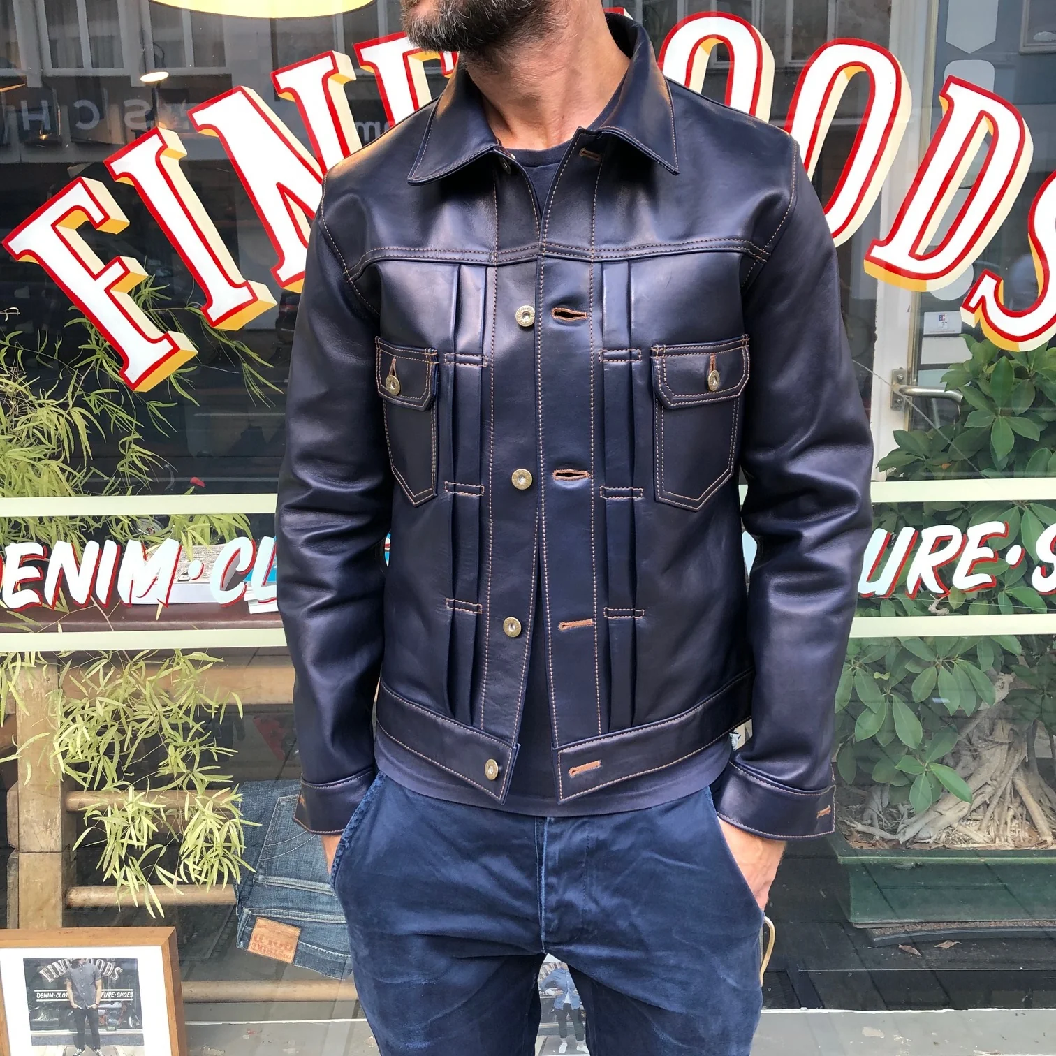 y'2 leather | indigo horse hide type II g jacket (ib-141) - Image 3