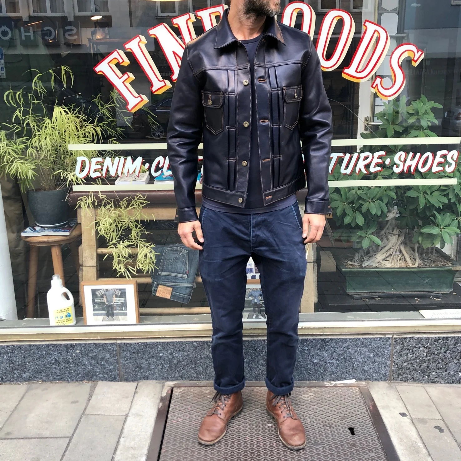 y'2 leather | indigo horse hide type II g jacket (ib-141) - Image 4