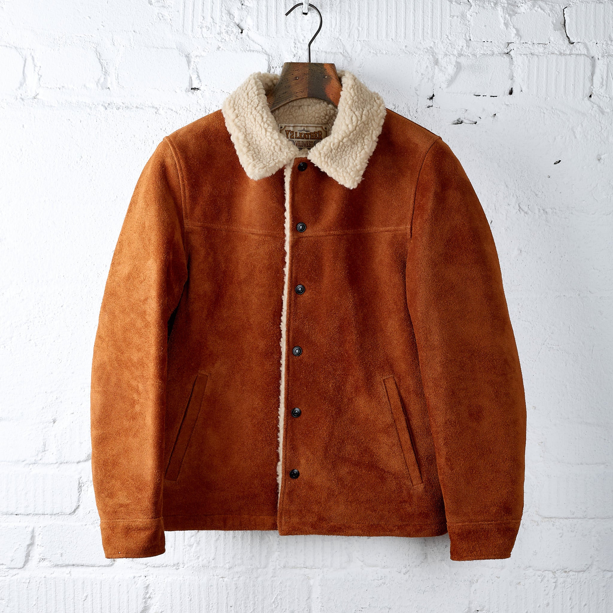 y'2 leather | steer roughout ranch coat (wj-02) - camel