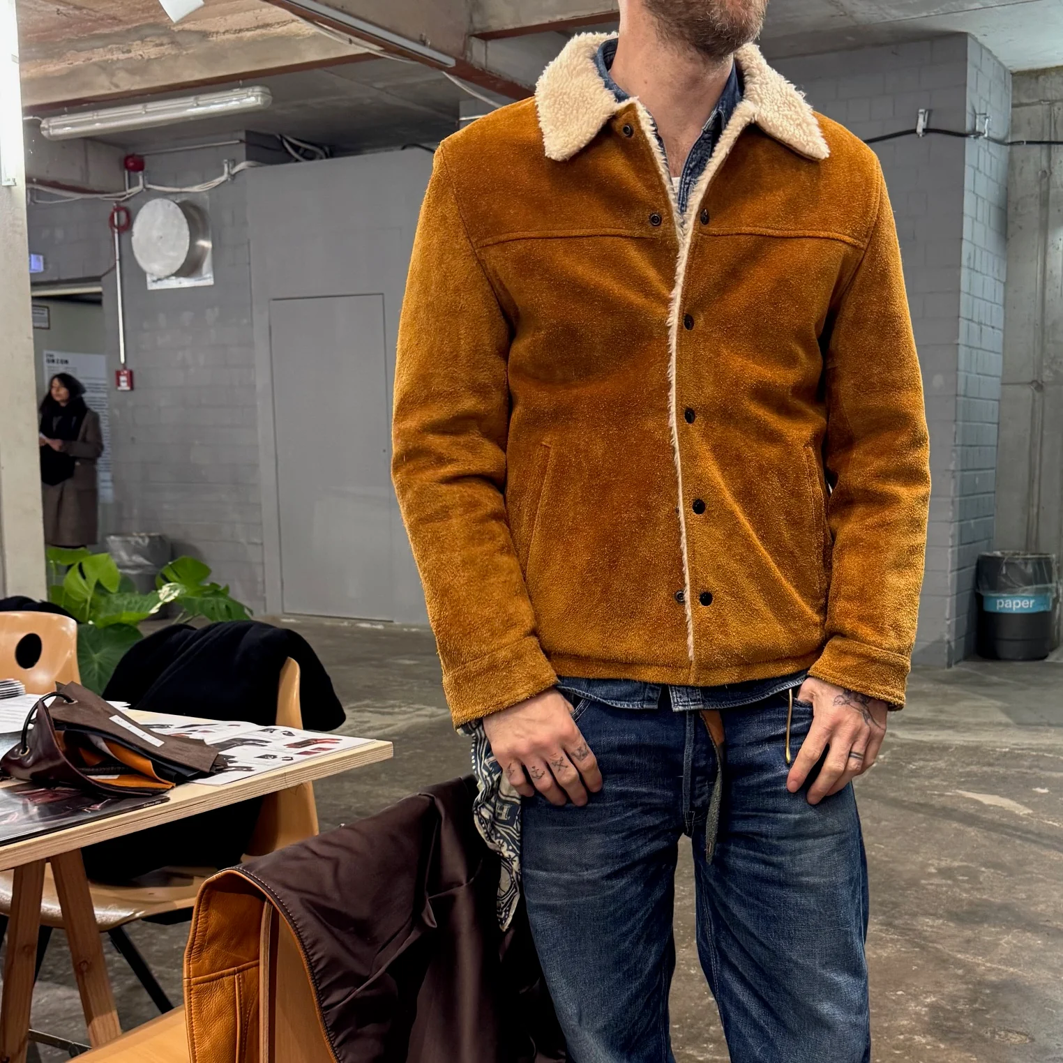 y'2 leather | steer roughout ranch coat (wj-02) - camel - Image 2