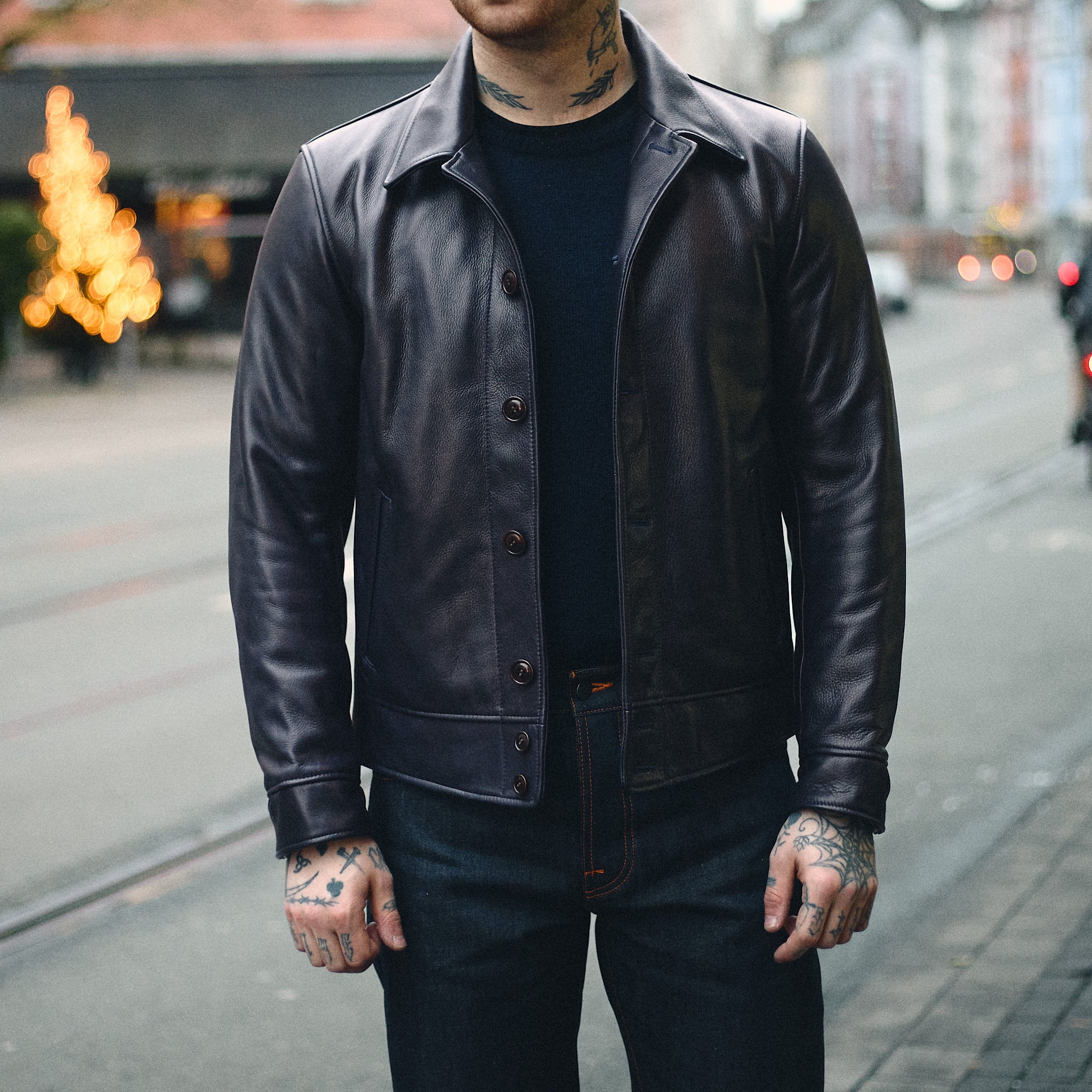 y'2 leather x stuf|f | 10 years anniversary cossack jacket (sb-162) - navy - Image 2