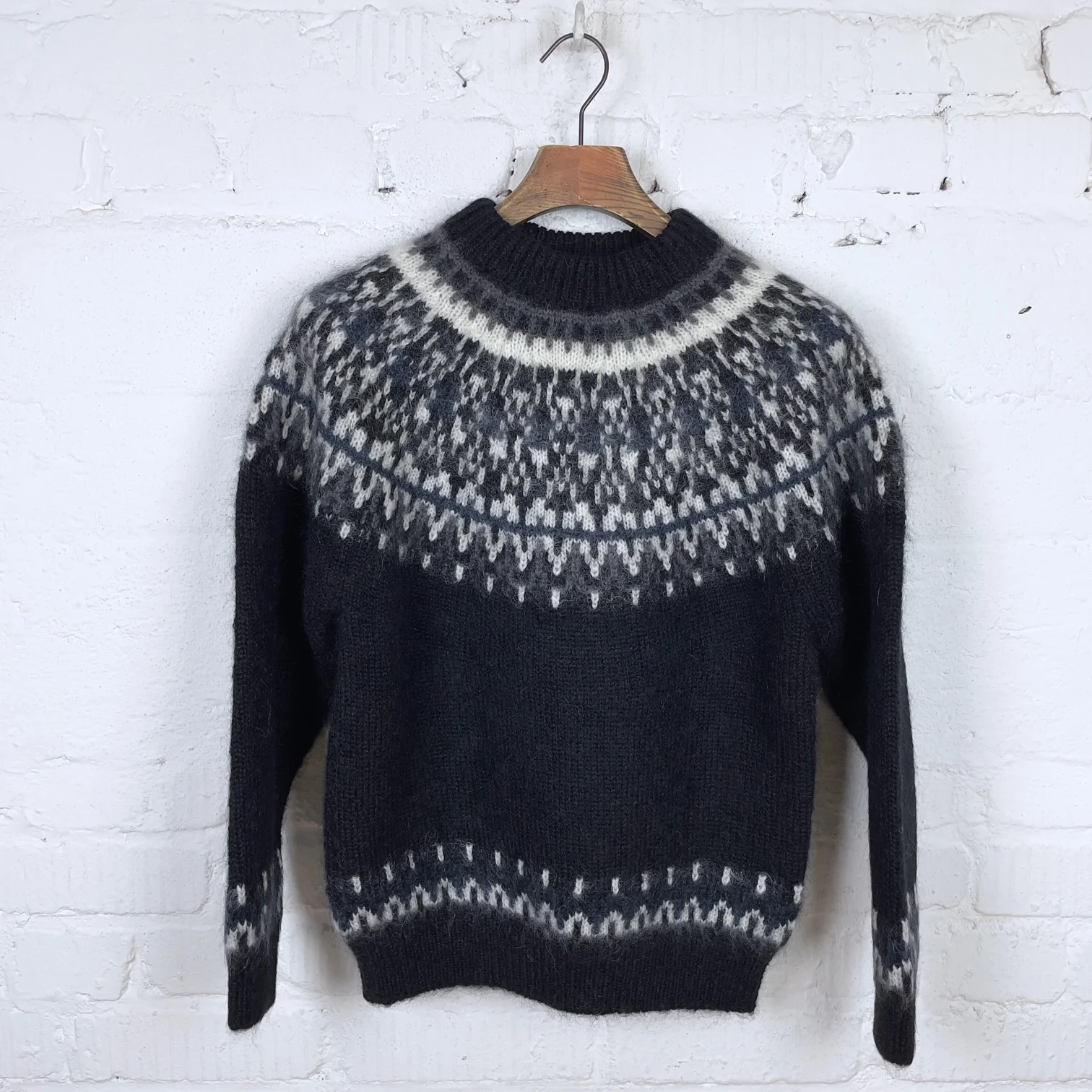 yonetomi | mohair wool nordic knit sweater - black