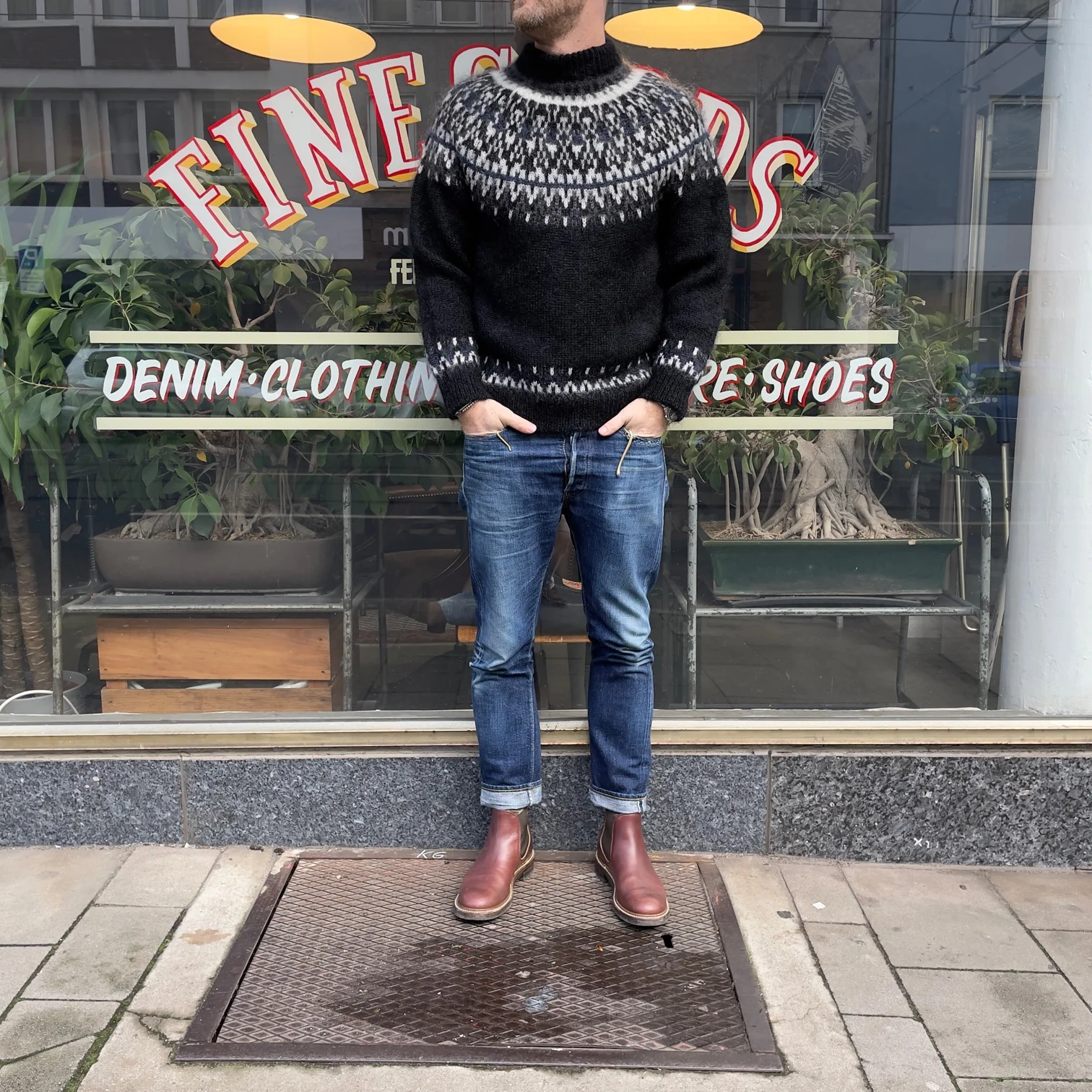 yonetomi | mohair wool nordic knit sweater - black - Image 2