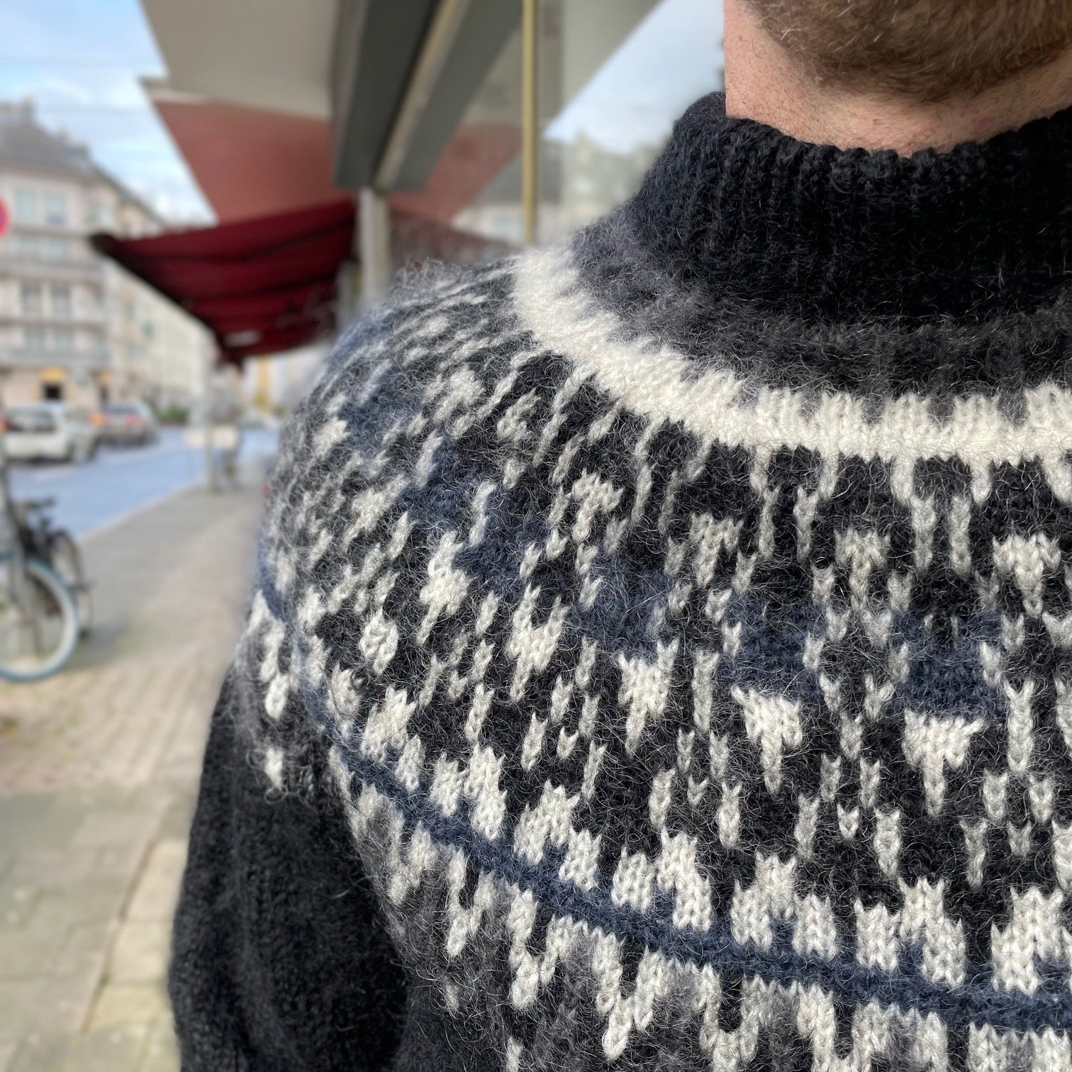 yonetomi | mohair wool nordic knit sweater - black - Image 4
