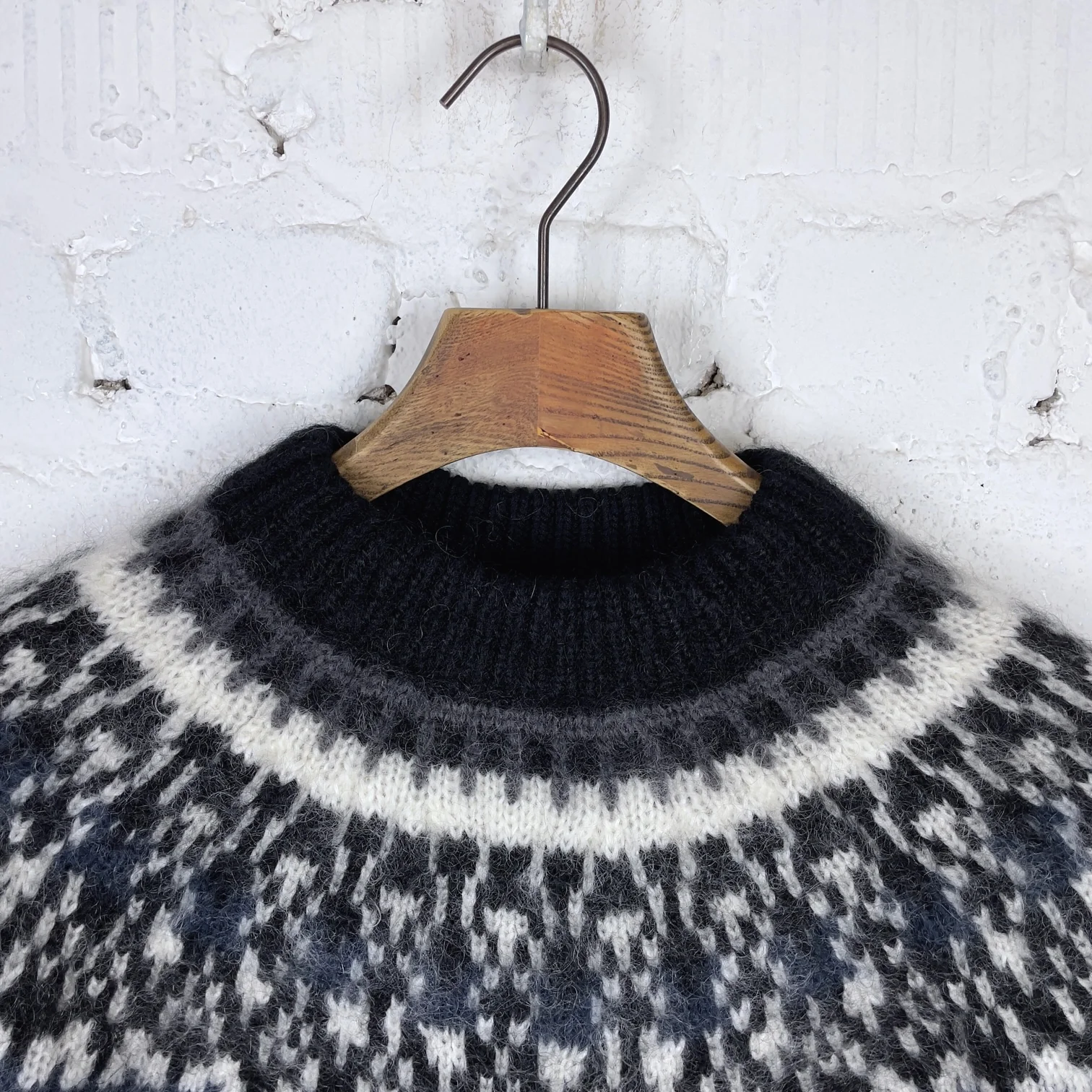 yonetomi | mohair wool nordic knit sweater - black - Image 5