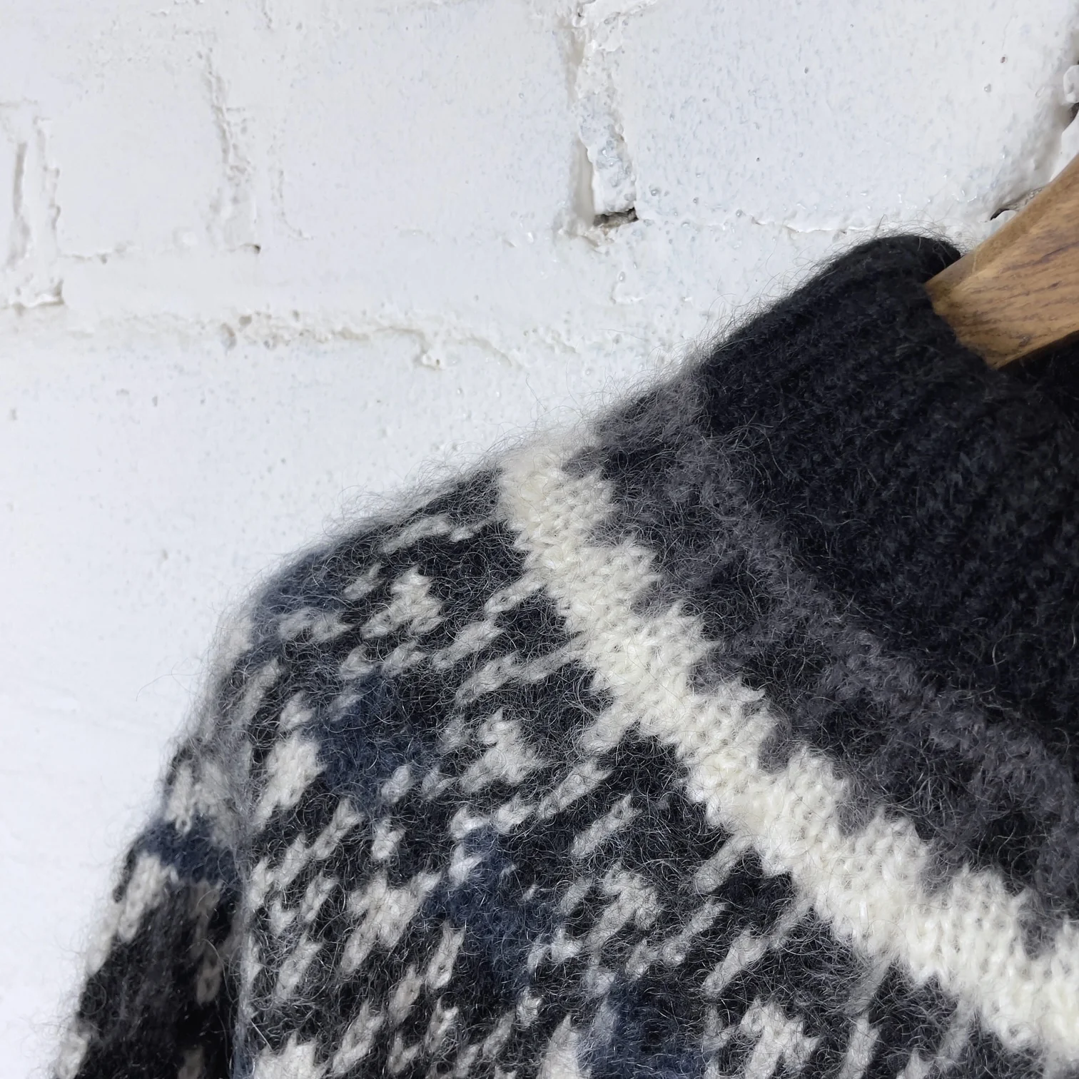 yonetomi | mohair wool nordic knit sweater - black - Image 6