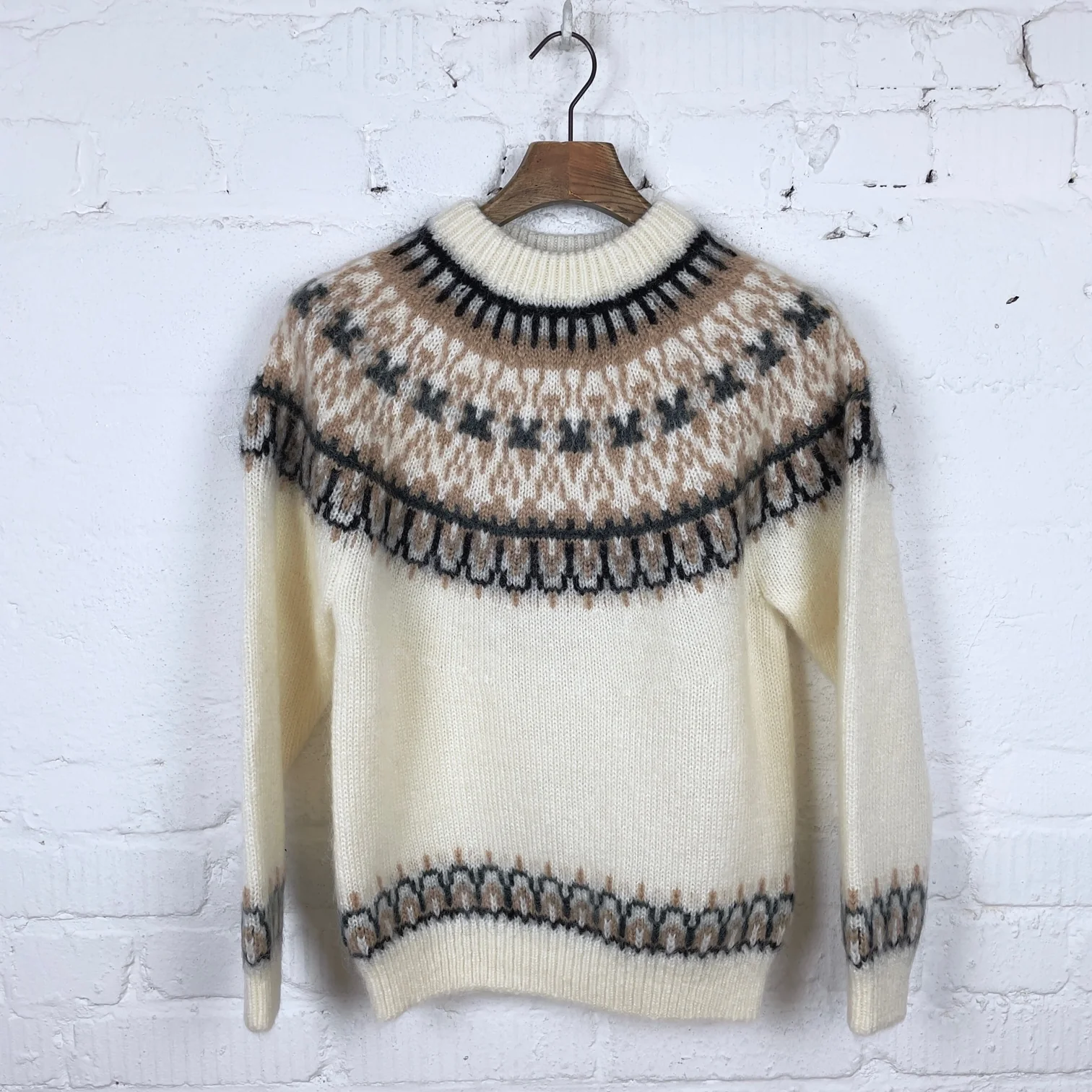 yonetomi | mohair wool nordic knit sweater - white