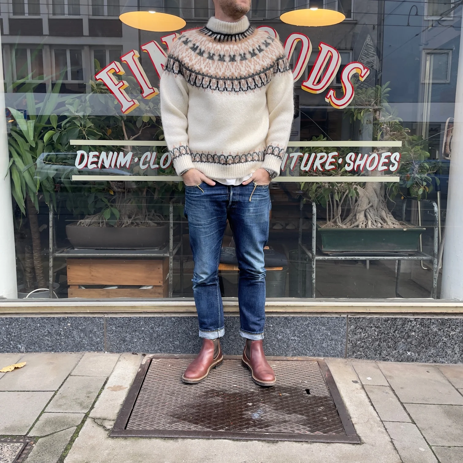 yonetomi | mohair wool nordic knit sweater - white - Image 3