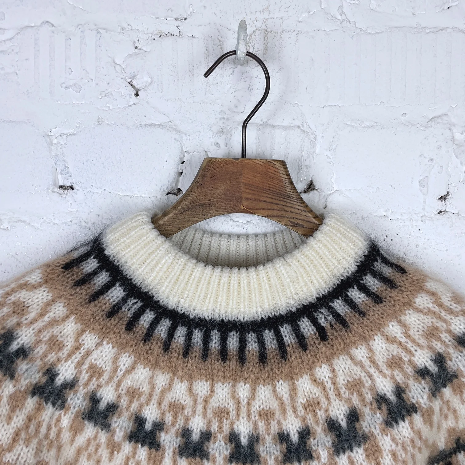 yonetomi | mohair wool nordic knit sweater - white - Image 4