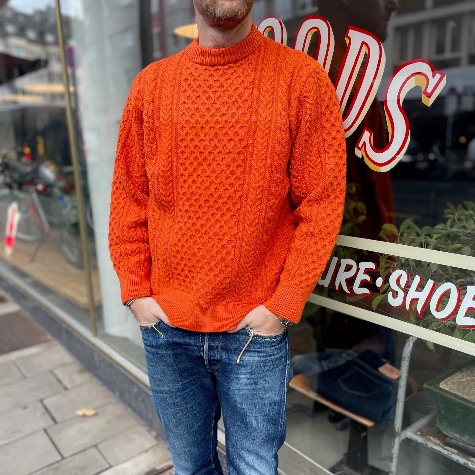 yonetomi | reborn aran wool sweater - orange - Image 3