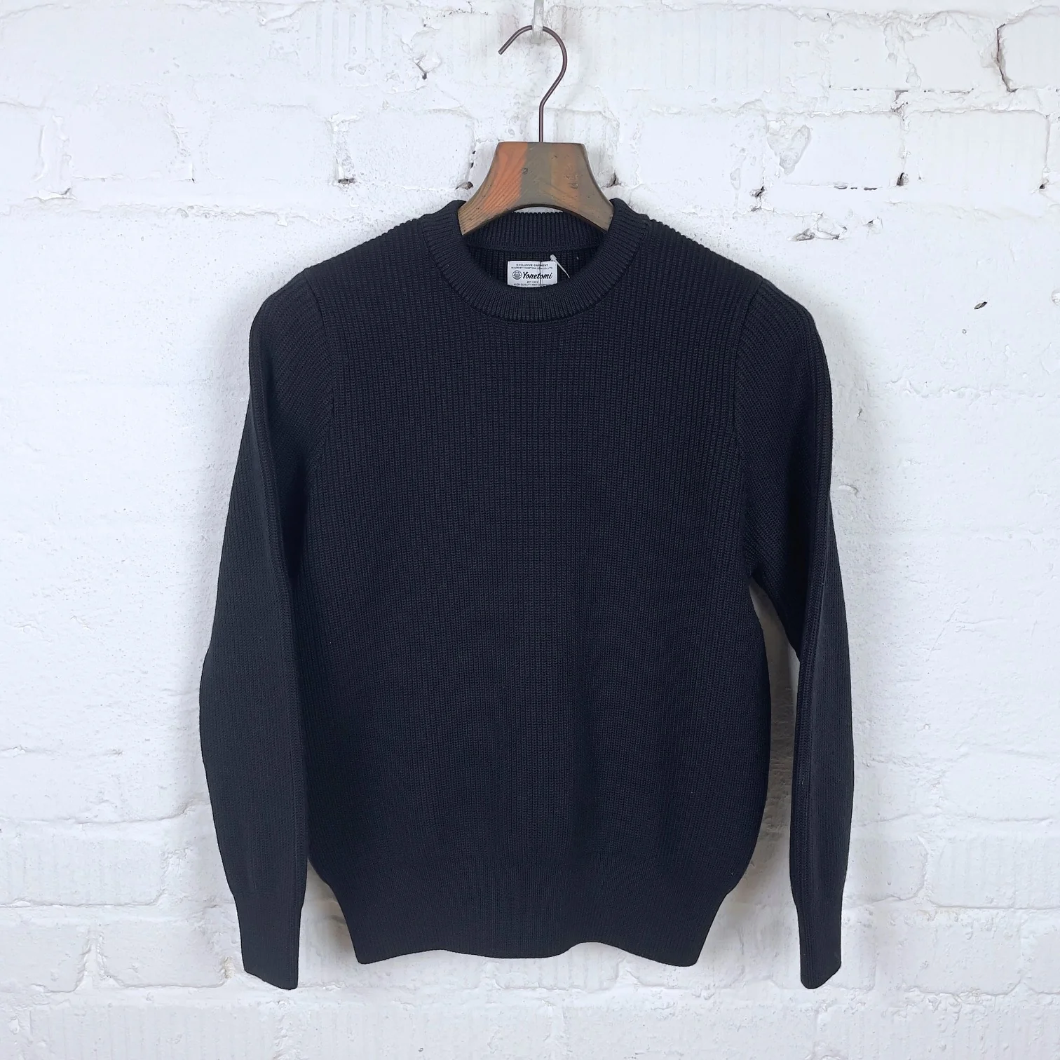 yonetomi | wool rib knit sweater - black