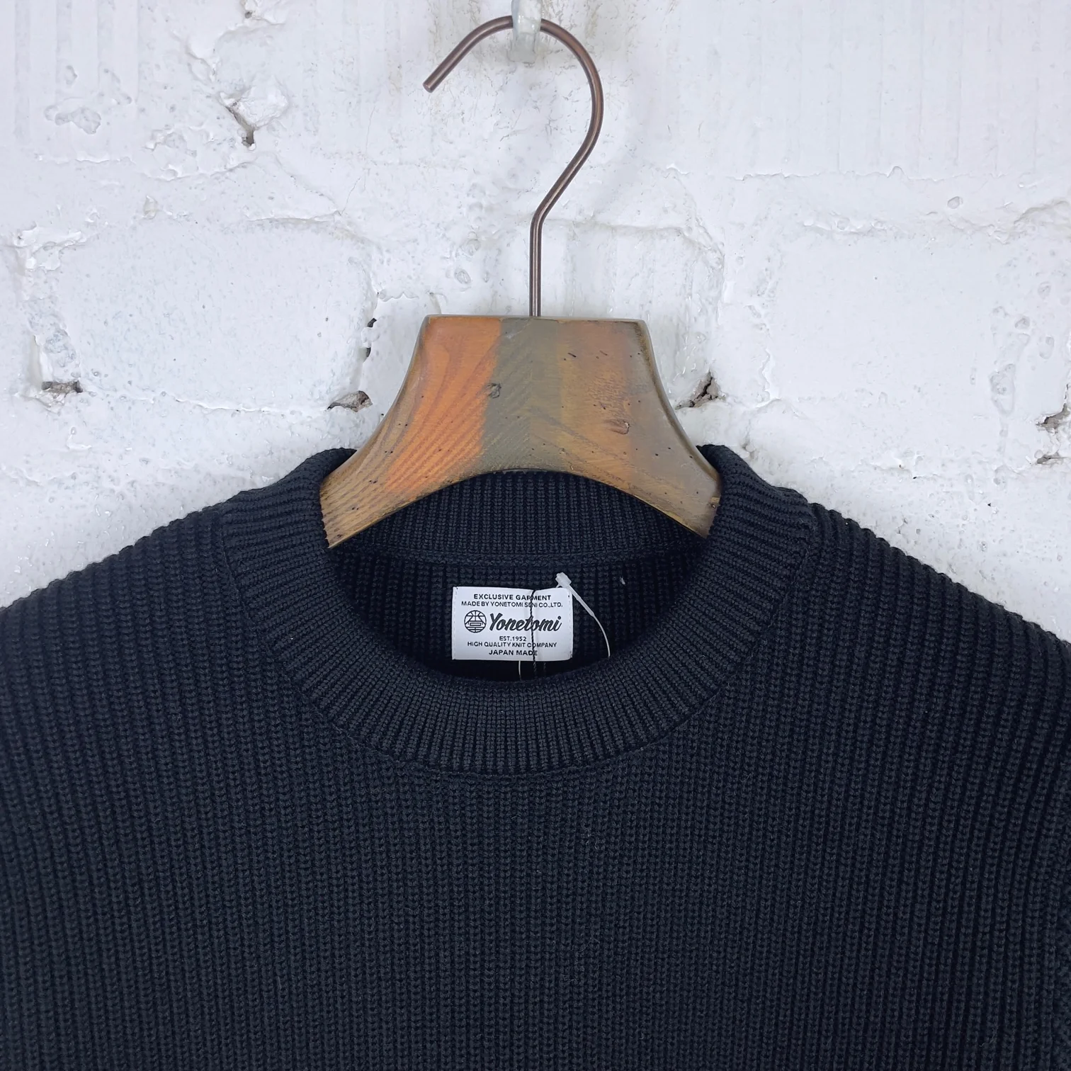 yonetomi | wool rib knit sweater - black - Image 2